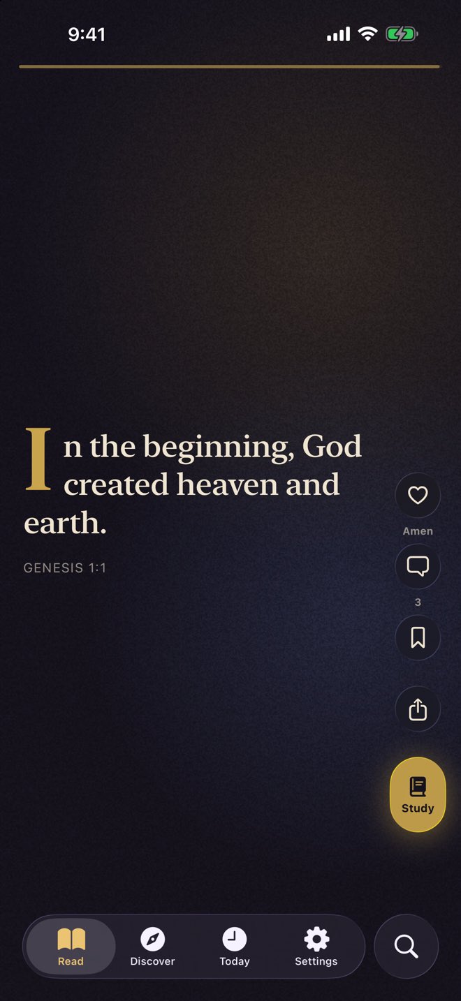 Bless on iPhone — Read: Genesis 1:1 in the feed.