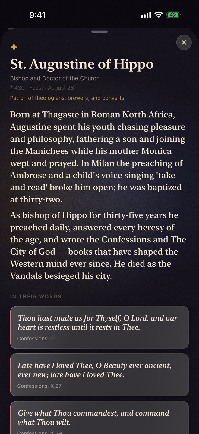 Bless on iPhone — A saint: St. Augustine of Hippo.
